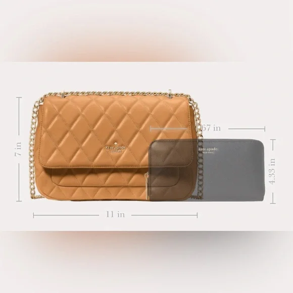 NWT Kate Spade Carey Quilted Medium Flap Shoulder Bag Tiramisu Mousse Leather